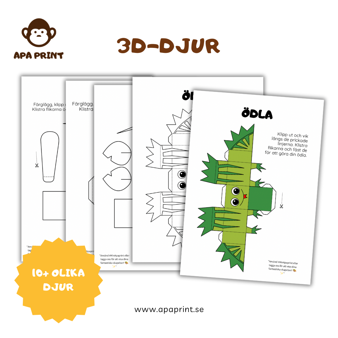 3D-Djur att färglägga och skapa – 13 söta djur! 🦁🎨