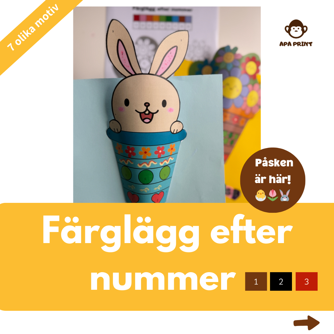 Färglägg efter nummer Påsk & Vår 🌷🐣