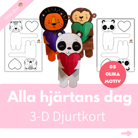 3D-Djurtkort till Alla Hjärtans Dag